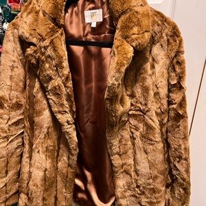 Gallery Luxurious Brown Faux Fur Coat